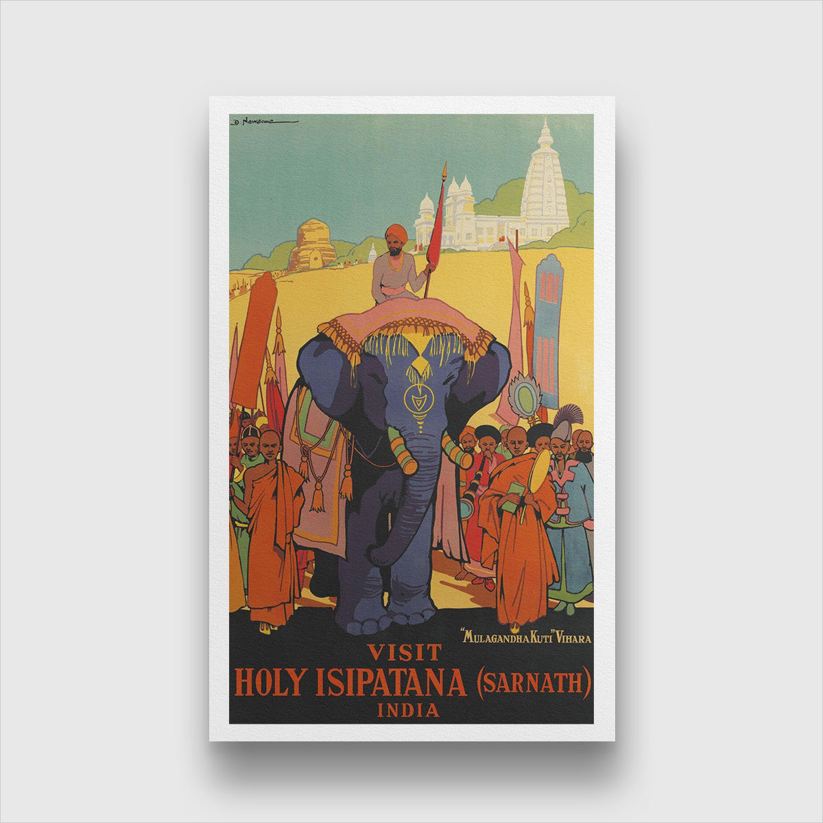 Holy Isipatana Sarnath Vintage Poster 1 : 2 Vertical Premium Wall Art Canvas by MeriDeewar