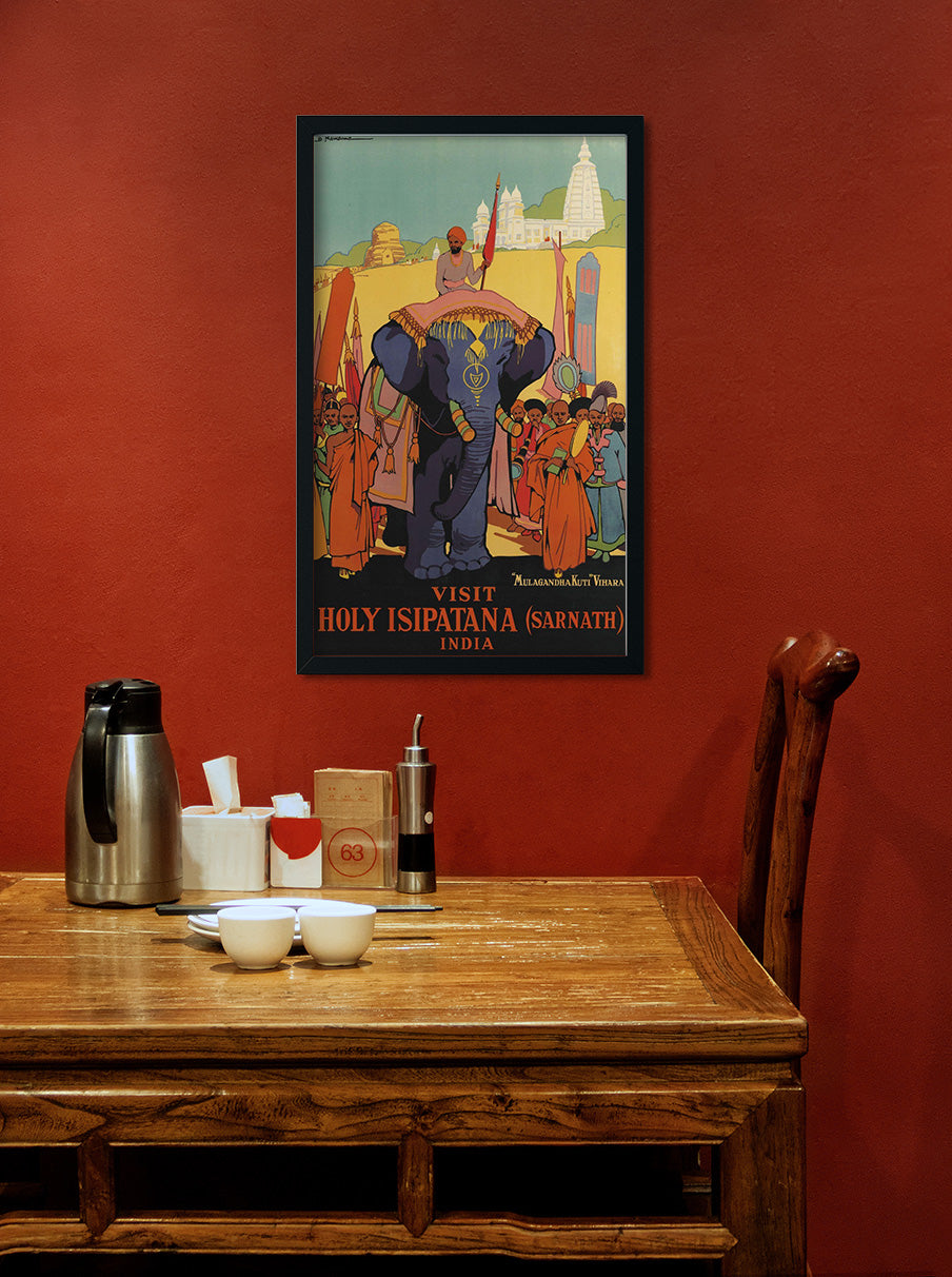 Holy Isipatana Sarnath Vintage Poster 1 : 2 Vertical Premium Wall Art Canvas by MeriDeewar