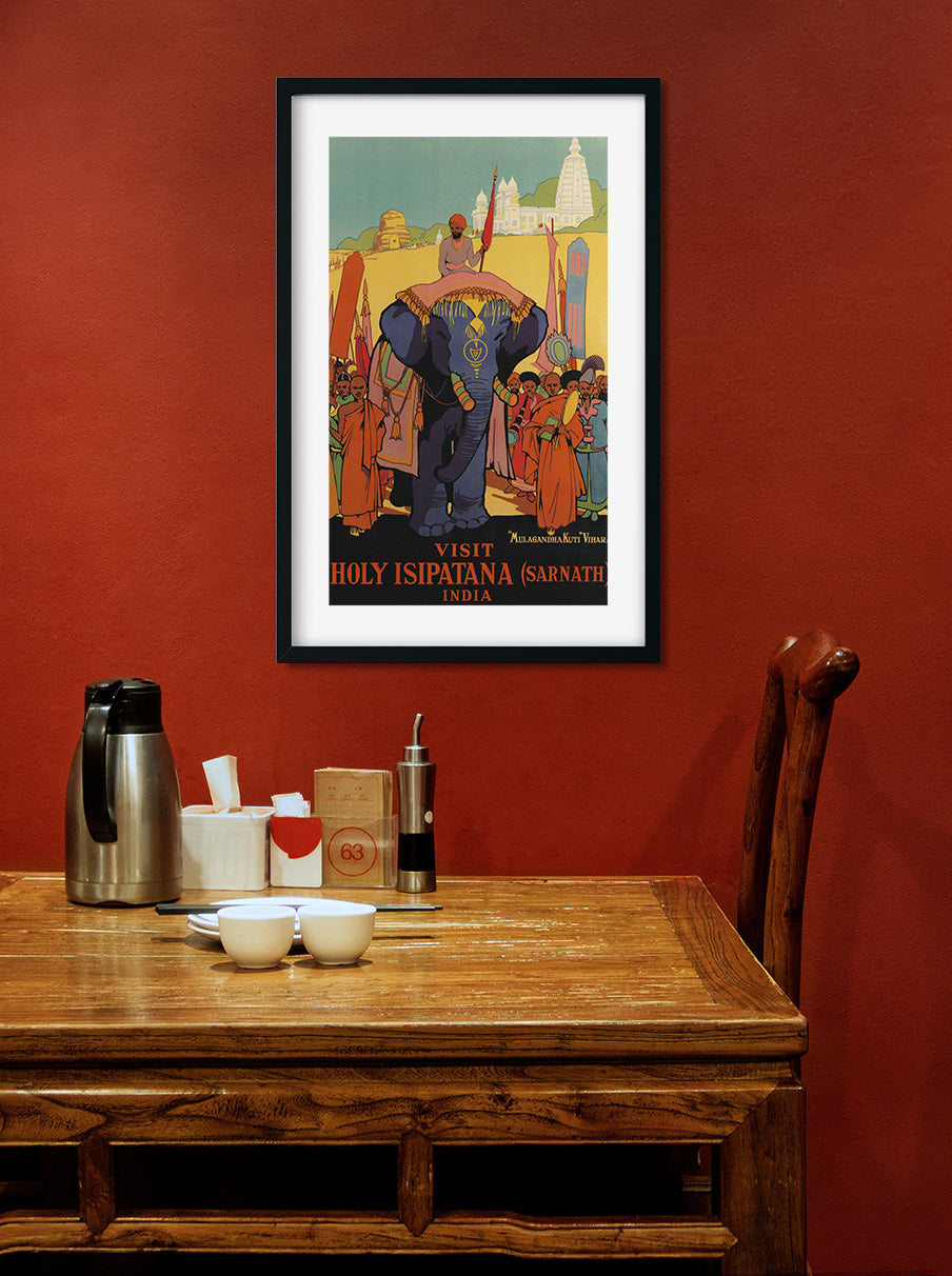 Holy Isipatana Sarnath Vintage Poster 1 : 2 Vertical Premium Wall Art Canvas by MeriDeewar
