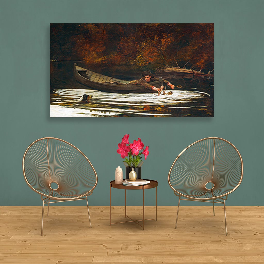 Hound and Hunter painting - Meri Deewar 2 : 1 Horizontal Premium Wall Art Canvas by MeriDeewar