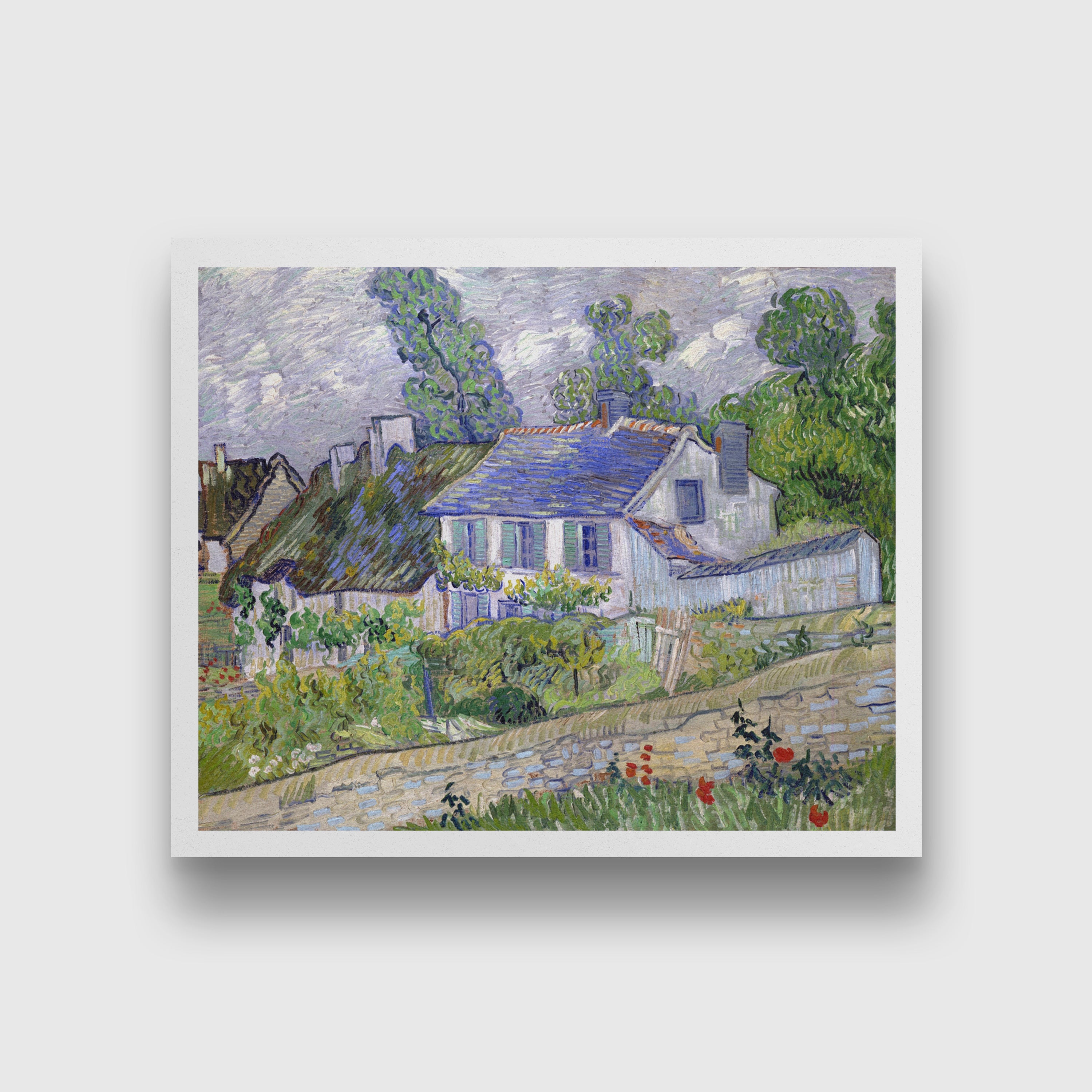 Houses at Auvers (1890) famous landscape painting 5 : 4 Horizontal Premium Wall Art Canvas by MeriDeewar