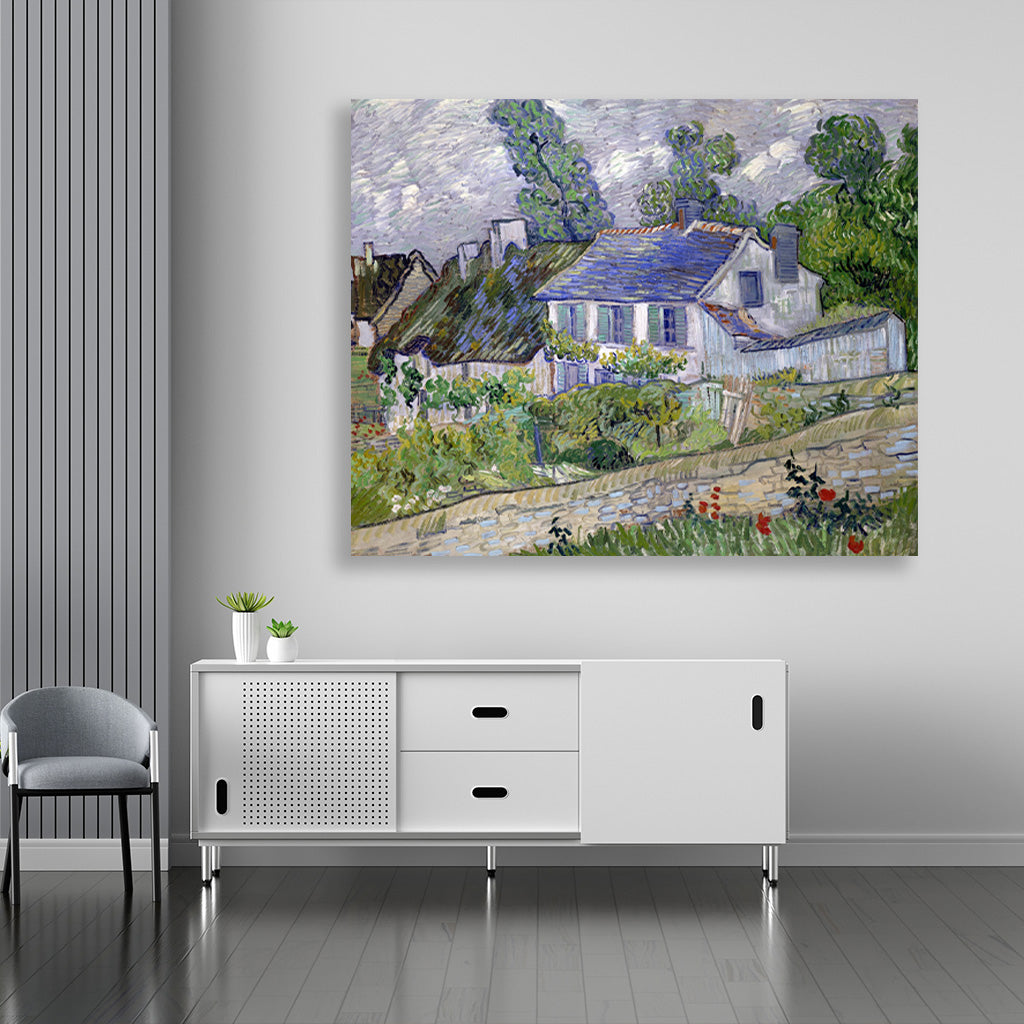 Houses at Auvers (1890) famous landscape painting 5 : 4 Horizontal Premium Wall Art Canvas by MeriDeewar