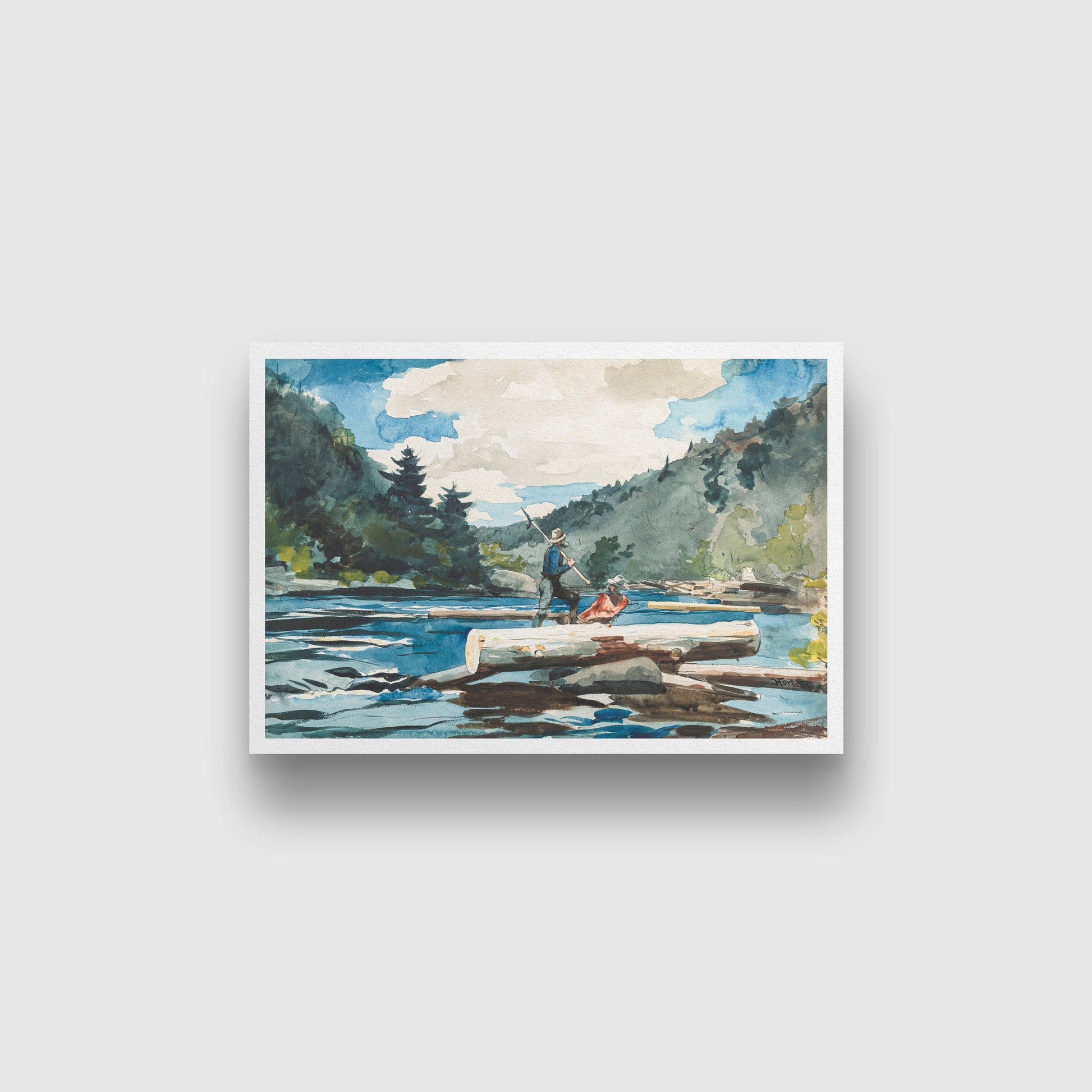 Hudson River Logging painting - Meri Deewar 3 : 2 Horizontal Premium Wall Art Canvas by MeriDeewar