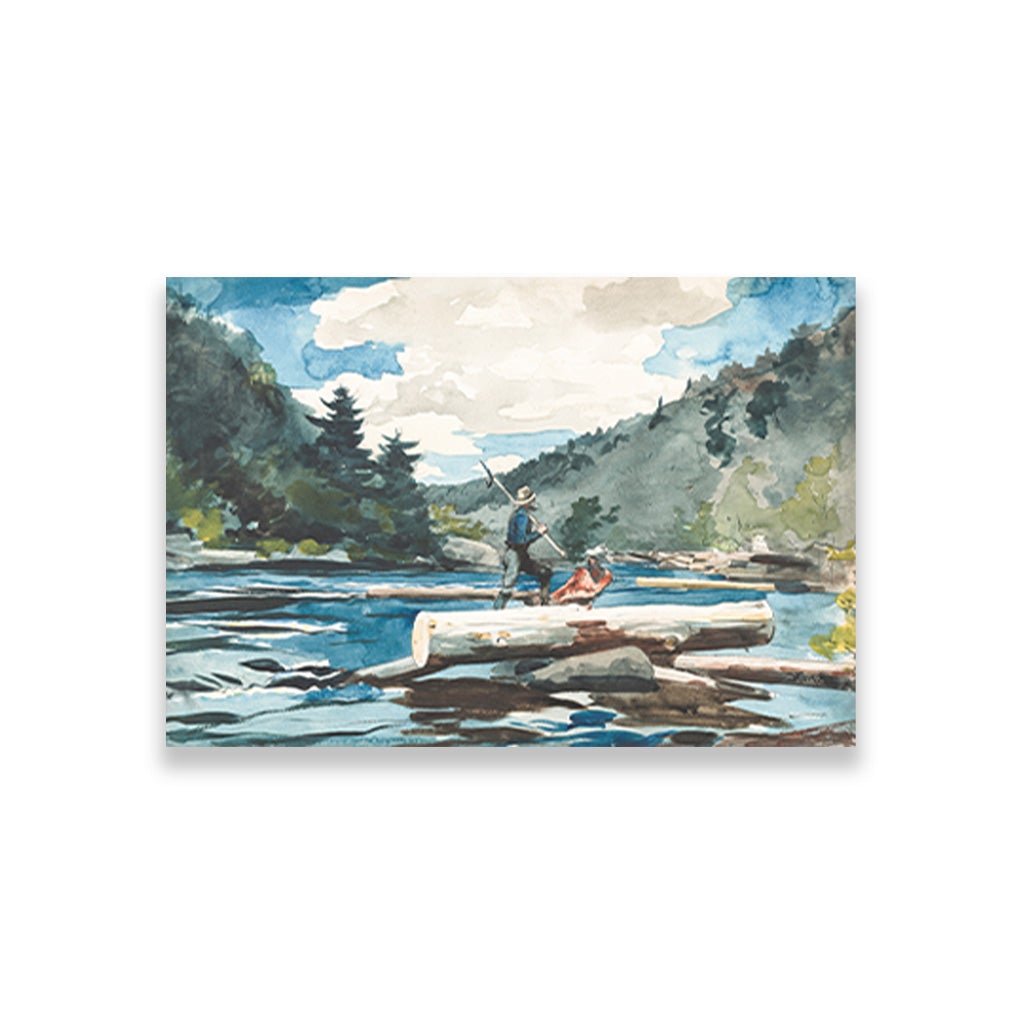 Hudson River Logging painting - Meri Deewar 3 : 2 Horizontal Premium Wall Art Canvas by MeriDeewar