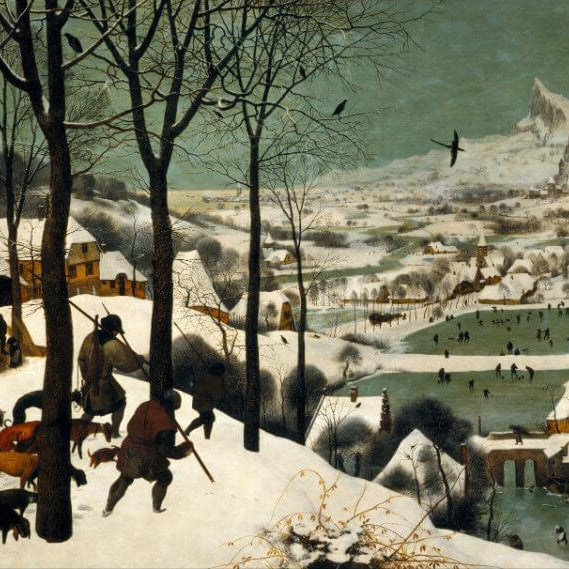 Hunters In The Snow Painting - Meri Deewar 4 : 3 Horizontal Premium Wall Art Canvas by MeriDeewar