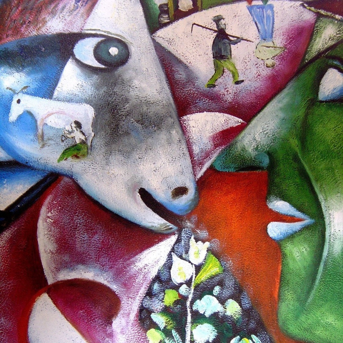 I and the Village Painting - Meri Deewar 3 : 4 Vertical Premium Wall Art Canvas by MeriDeewar