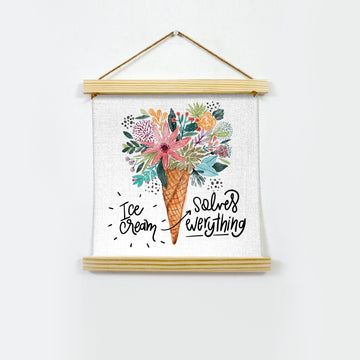 Ice Cream illustration Hanging Canvas Painting - Meri Deewar Hanging Canvas Premium Wall Art Canvas by MeriDeewar