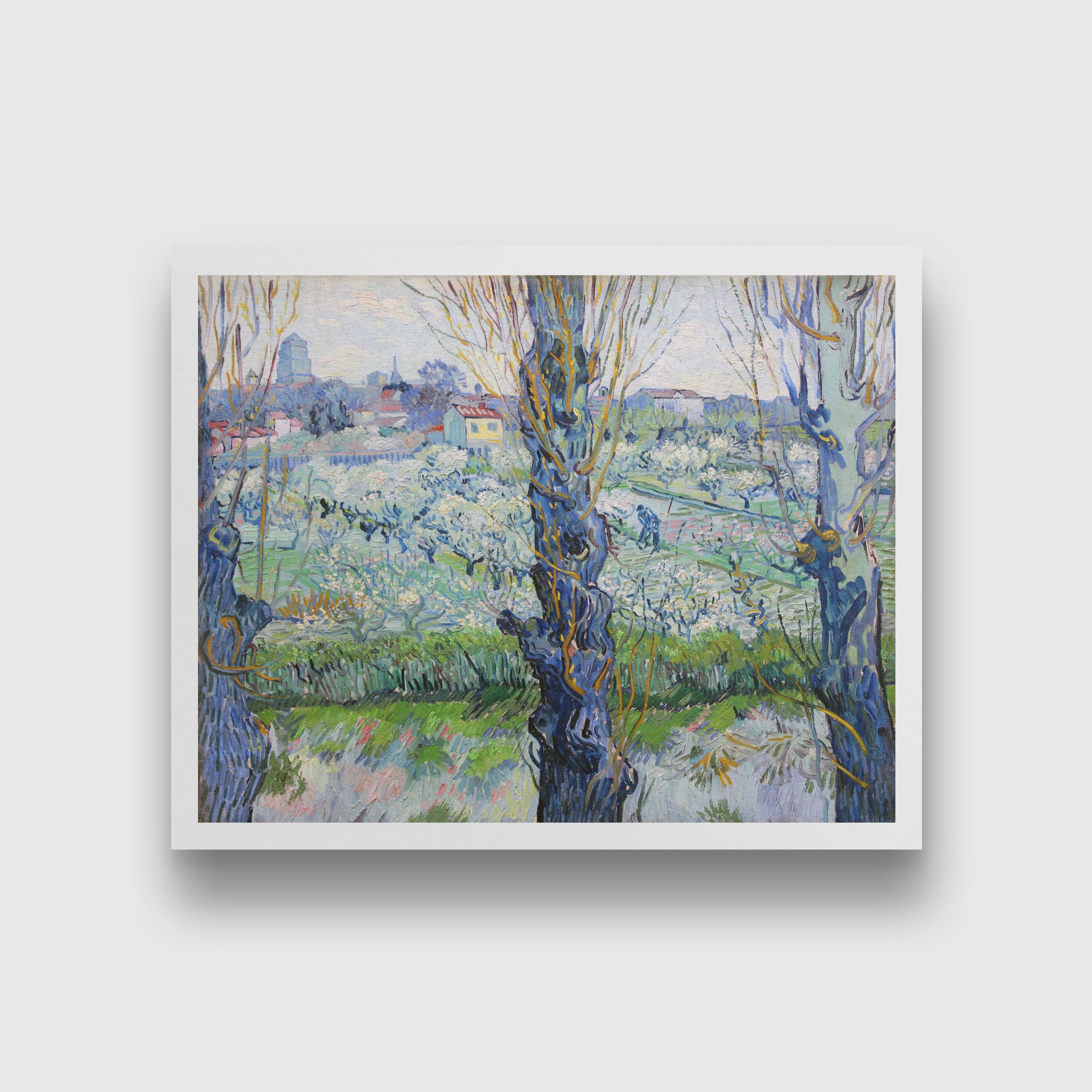 iew of Arles, Flowering Orchards (1889) famous landscape painting 5 : 4 Horizontal Premium Wall Art Canvas by MeriDeewar
