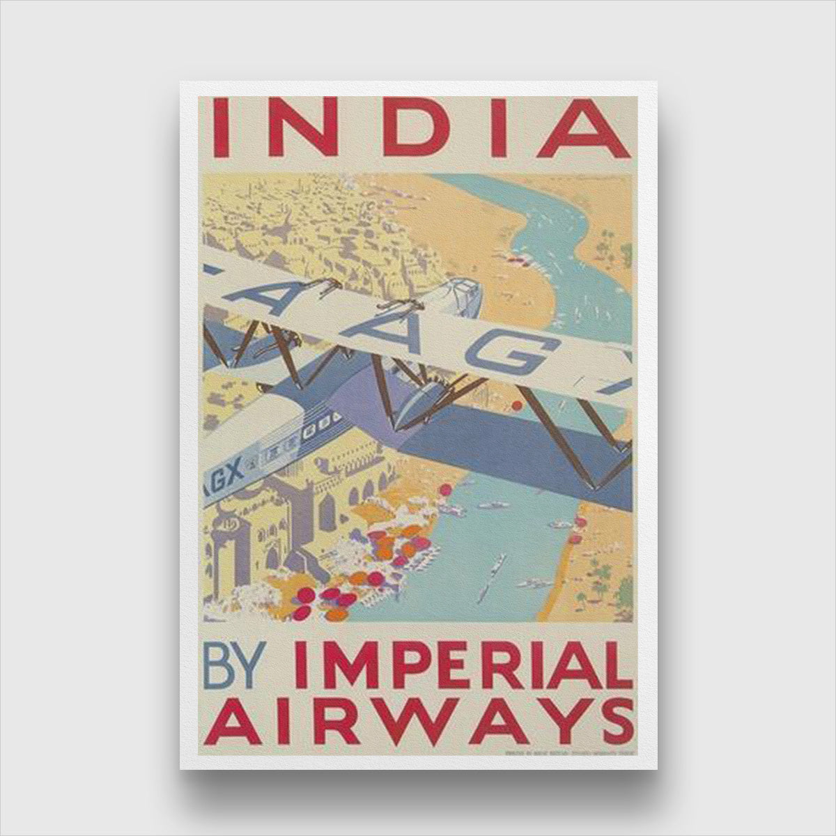 Imperial Airways Vintage Poster 2 : 3 Vertical Premium Wall Art Canvas by MeriDeewar