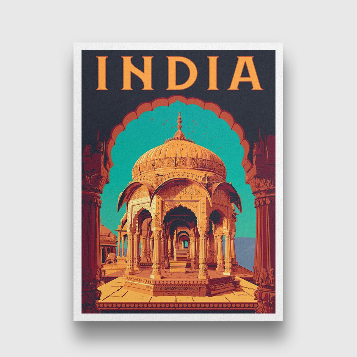 Incredible Vintage India Poster 3 : 4 Vertical Premium Wall Art Canvas by MeriDeewar