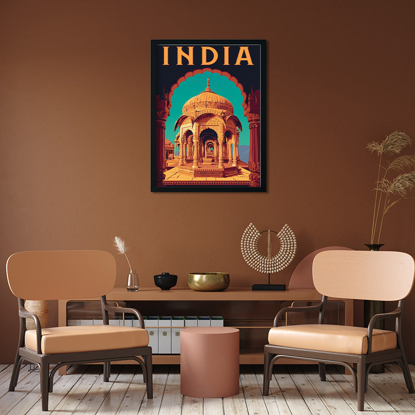 Incredible Vintage India Poster 3 : 4 Vertical Premium Wall Art Canvas by MeriDeewar