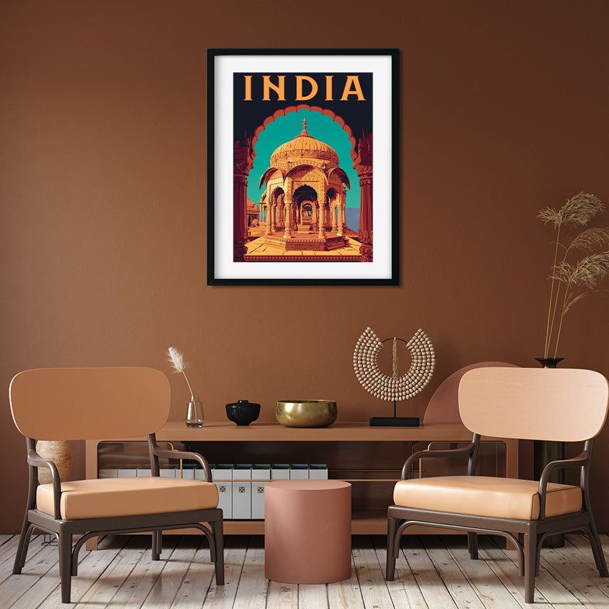 Incredible Vintage India Poster 3 : 4 Vertical Premium Wall Art Canvas by MeriDeewar