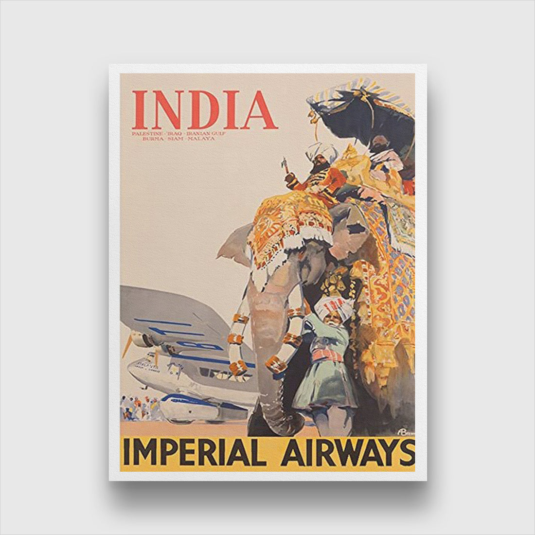 India Imperial Airways Poster 3 : 4 Vertical Premium Wall Art Canvas by MeriDeewar