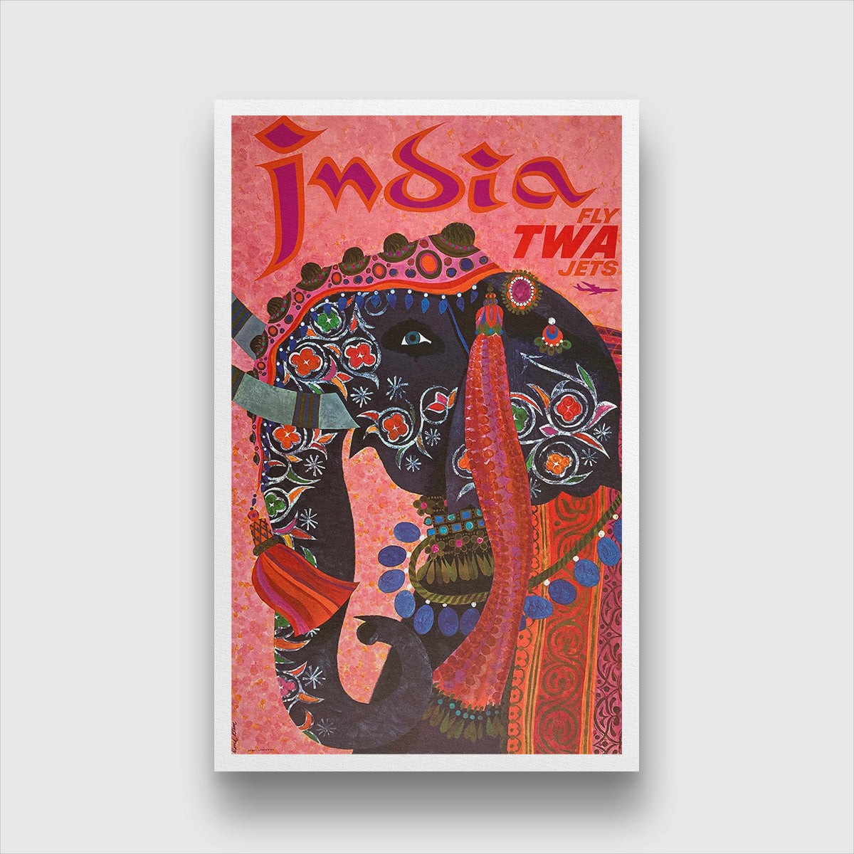 India Vintage Poster 1 : 2 Vertical Premium Wall Art Canvas by MeriDeewar