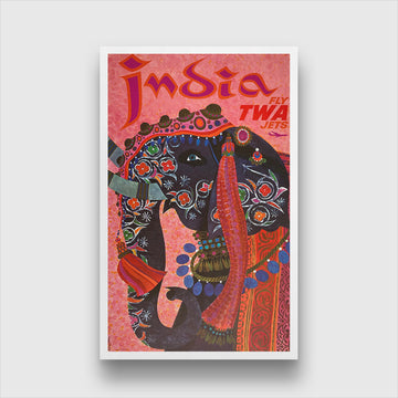 India Vintage Poster 1 : 2 Vertical Premium Wall Art Canvas by MeriDeewar