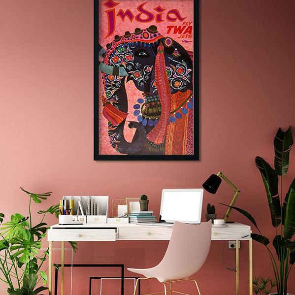 India Vintage Poster 1 : 2 Vertical Premium Wall Art Canvas by MeriDeewar