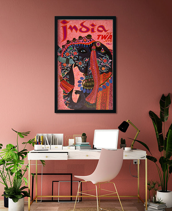 India Vintage Poster 1 : 2 Vertical Premium Wall Art Canvas by MeriDeewar