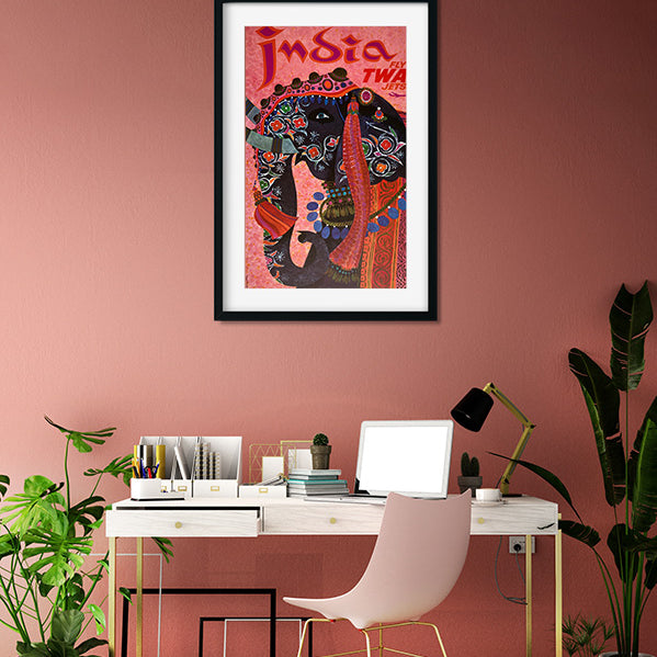 India Vintage Poster 1 : 2 Vertical Premium Wall Art Canvas by MeriDeewar