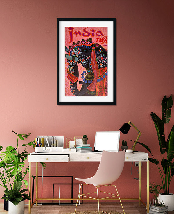 India Vintage Poster 1 : 2 Vertical Premium Wall Art Canvas by MeriDeewar