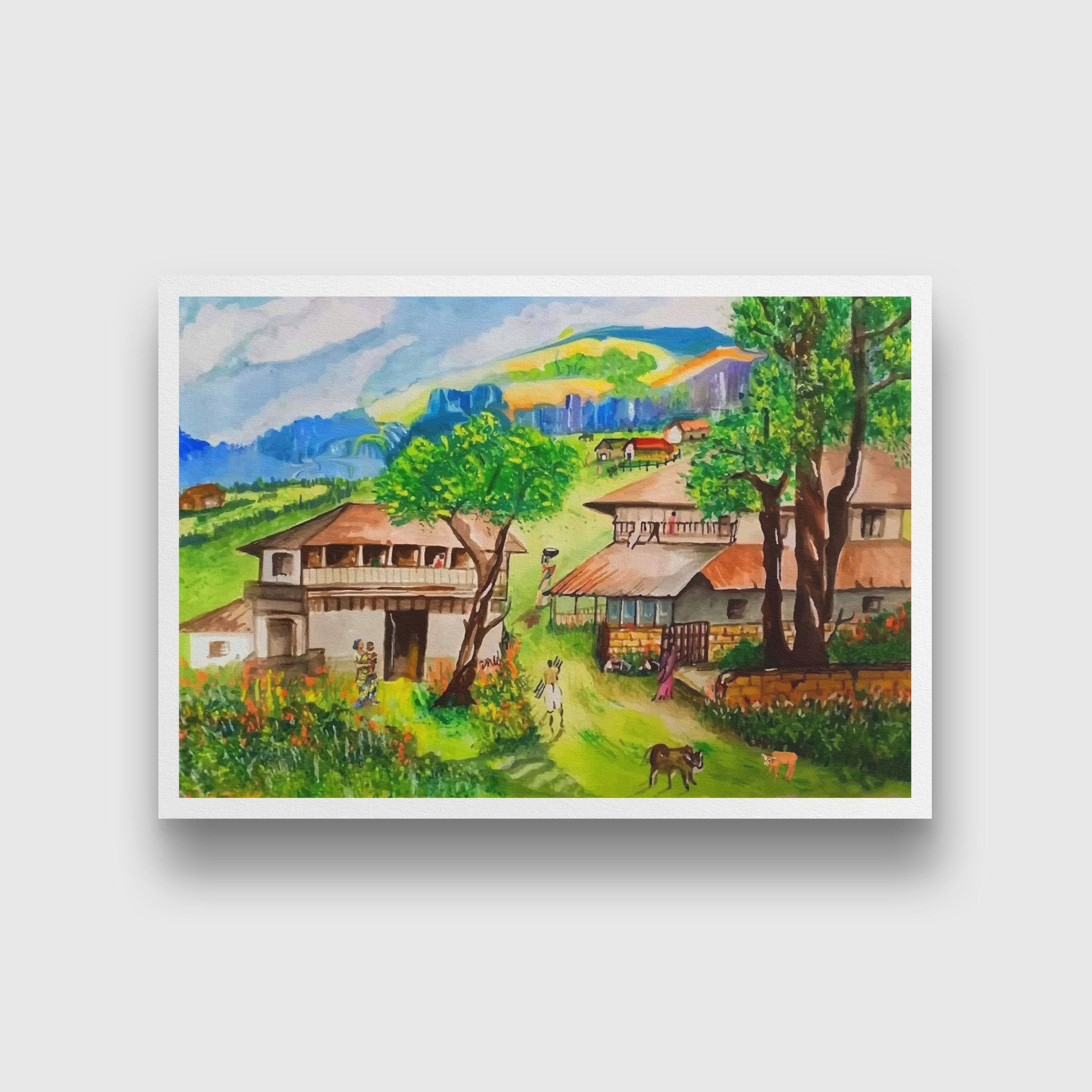 Indian Agriculture Field Painting - Meri Deewar 3 : 2 Horizontal Premium Wall Art Canvas by MeriDeewar