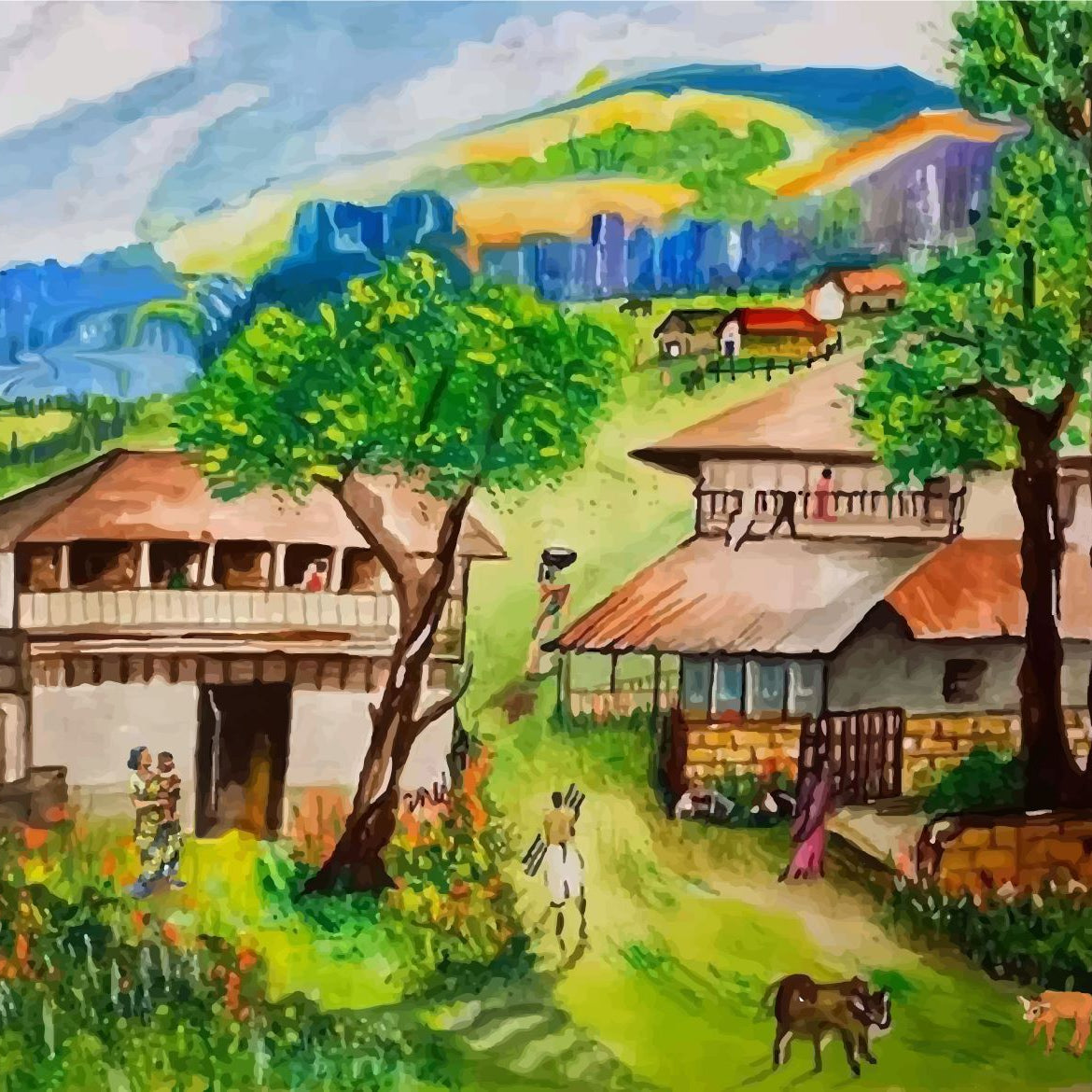 Indian Agriculture Field Painting - Meri Deewar 3 : 2 Horizontal Premium Wall Art Canvas by MeriDeewar