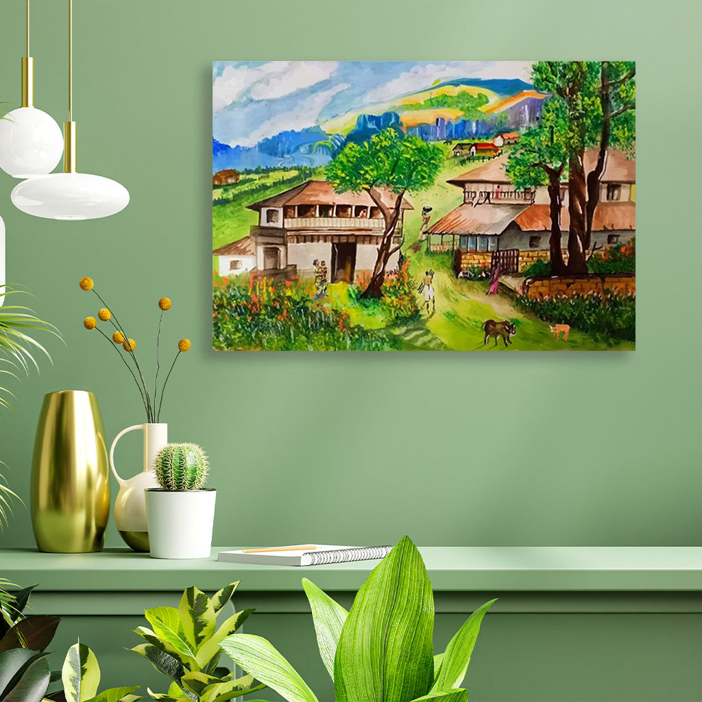 Indian Agriculture Field Painting - Meri Deewar 3 : 2 Horizontal Premium Wall Art Canvas by MeriDeewar