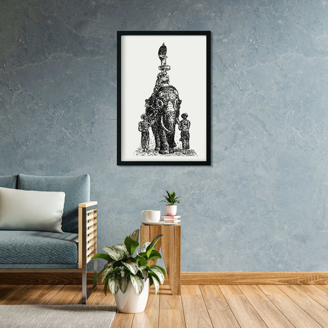 Indian elephant Painting 2 : 3 Vertical Premium Wall Art Canvas by MeriDeewar
