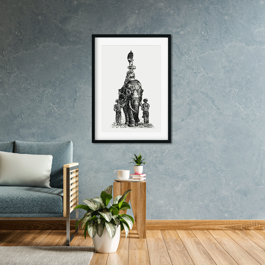 Indian elephant Painting 2 : 3 Vertical Premium Wall Art Canvas by MeriDeewar