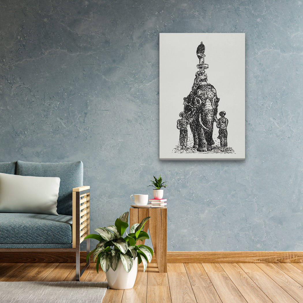 Indian elephant Painting 2 : 3 Vertical Premium Wall Art Canvas by MeriDeewar
