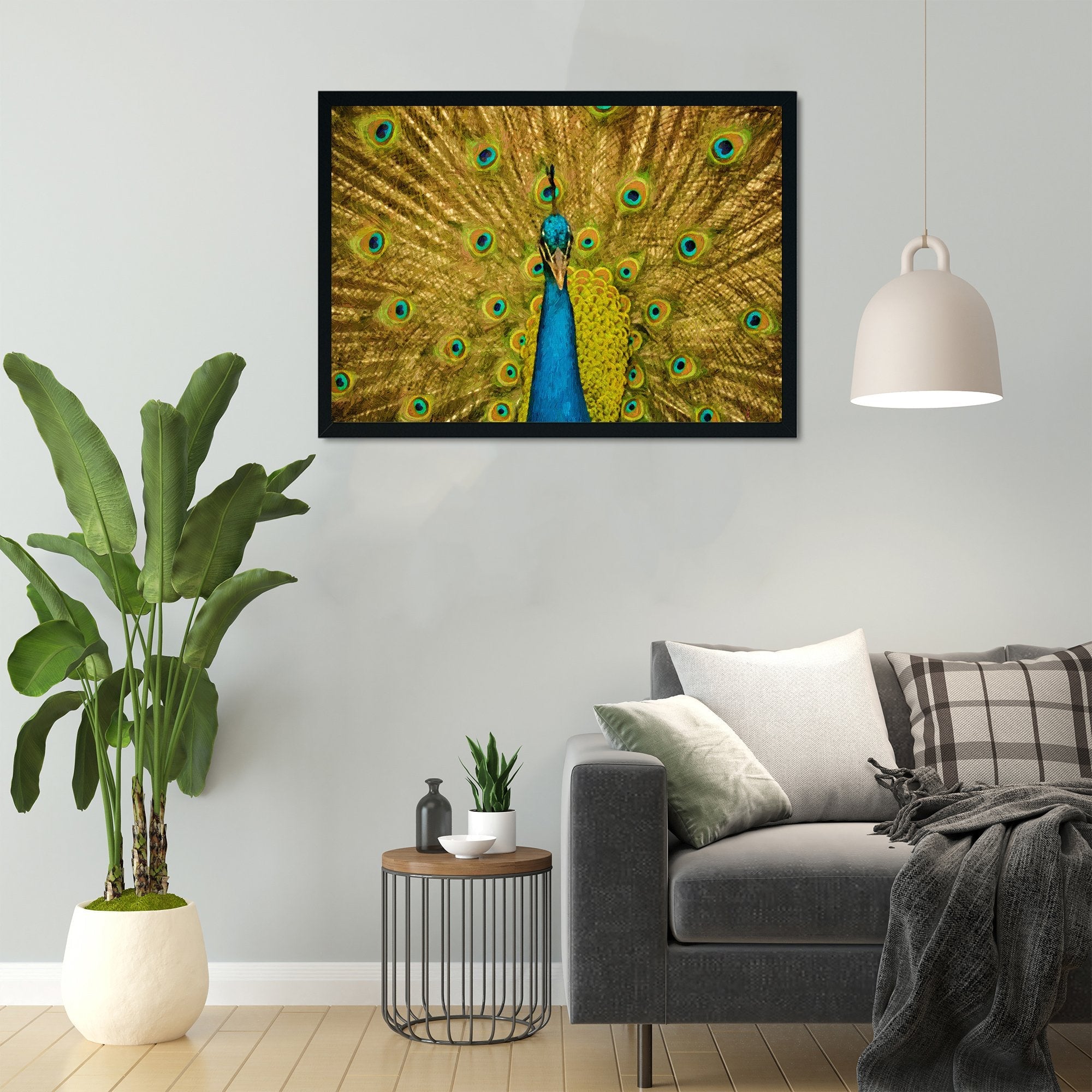 Indian Male Peacock Painting - Meri Deewar 3 : 2 Horizontal Premium Wall Art Canvas by MeriDeewar