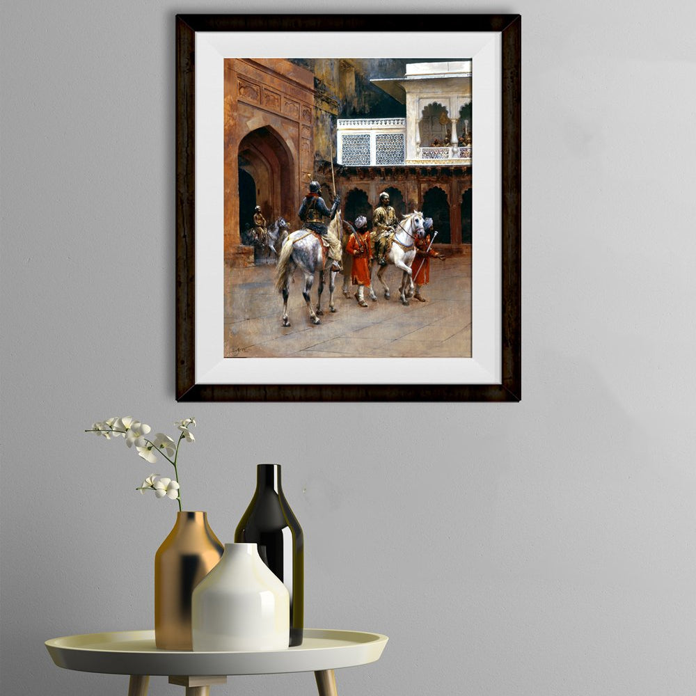 Indian Prince, Palace of Agra Painting - Meri Deewar 5 : 6 Vertical Premium Wall Art Canvas by MeriDeewar