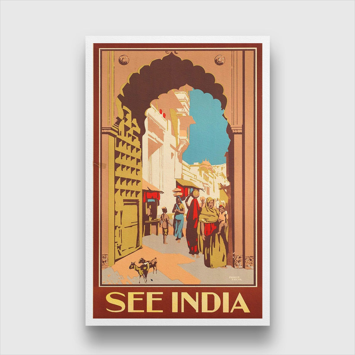 Indian Street Poster 1 : 2 Vertical Premium Wall Art Canvas by MeriDeewar