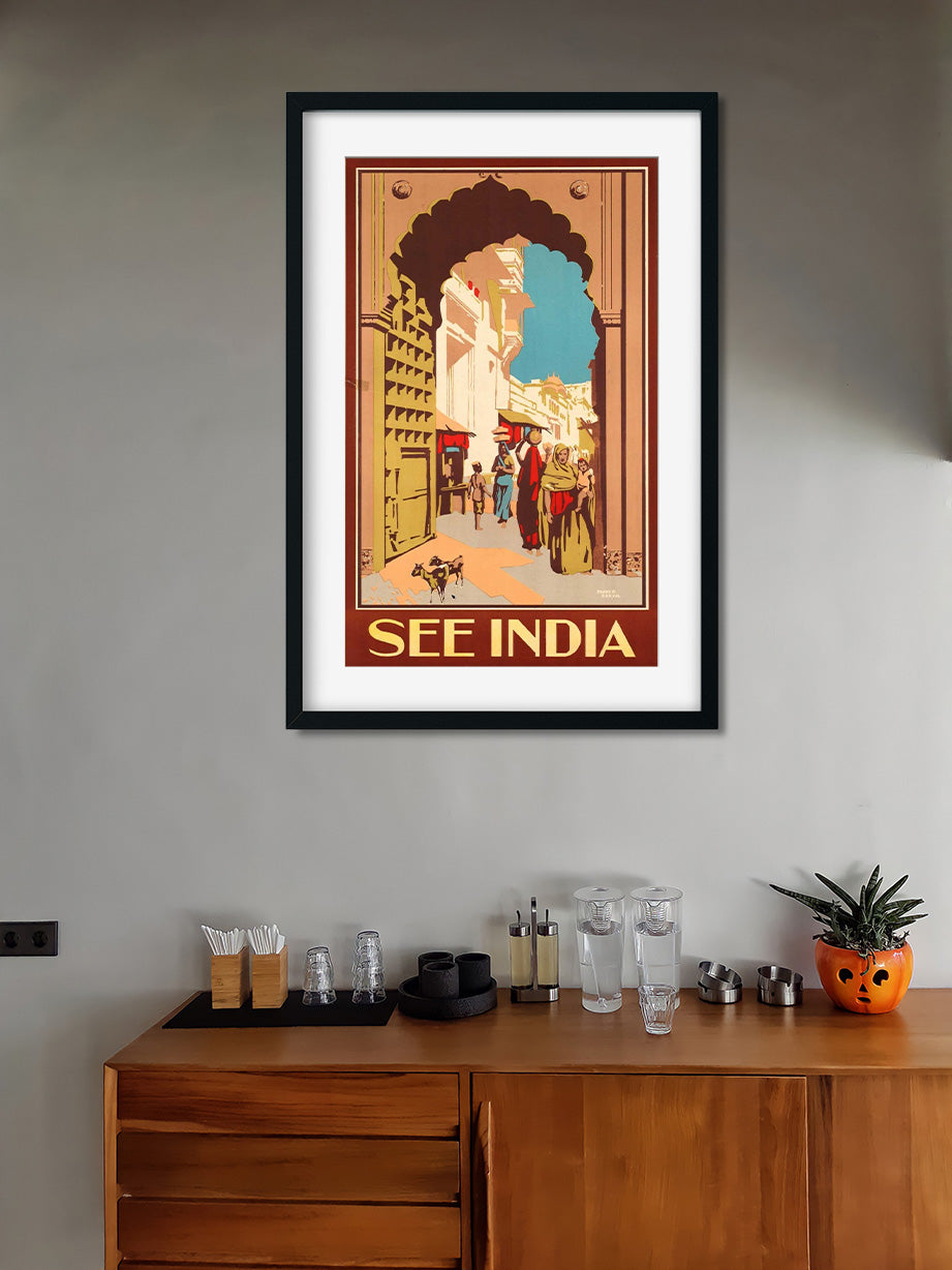 Indian Street Poster 1 : 2 Vertical Premium Wall Art Canvas by MeriDeewar