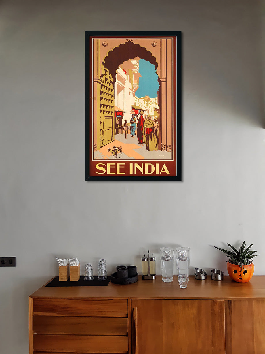 Indian Street Poster 1 : 2 Vertical Premium Wall Art Canvas by MeriDeewar