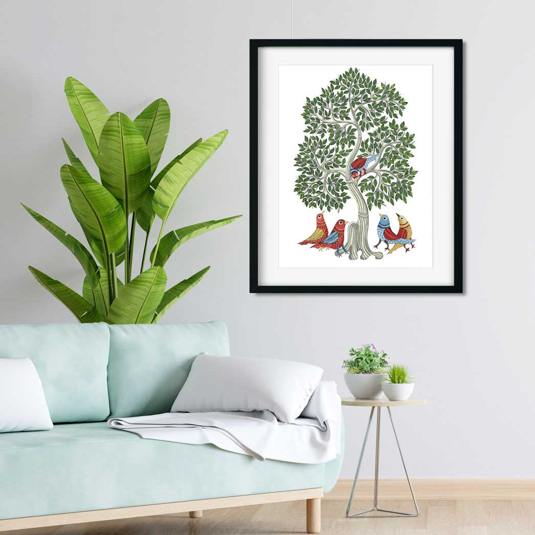 Indian tribal Gond artwork Painting 3 : 4 Vertical Premium Wall Art Canvas by MeriDeewar