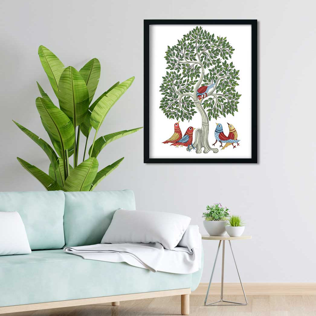 Indian tribal Gond artwork Painting 3 : 4 Vertical Premium Wall Art Canvas by MeriDeewar