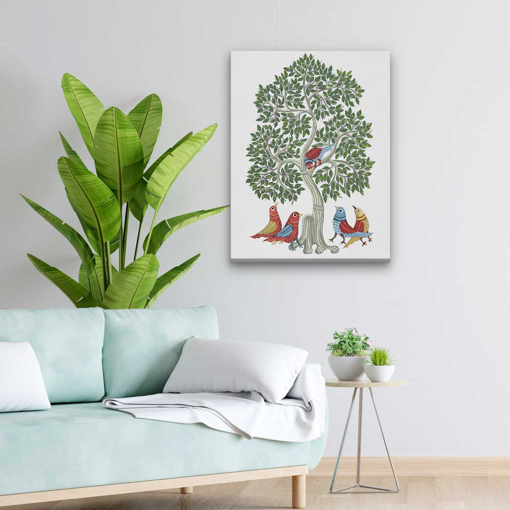 Indian tribal Gond artwork Painting 3 : 4 Vertical Premium Wall Art Canvas by MeriDeewar