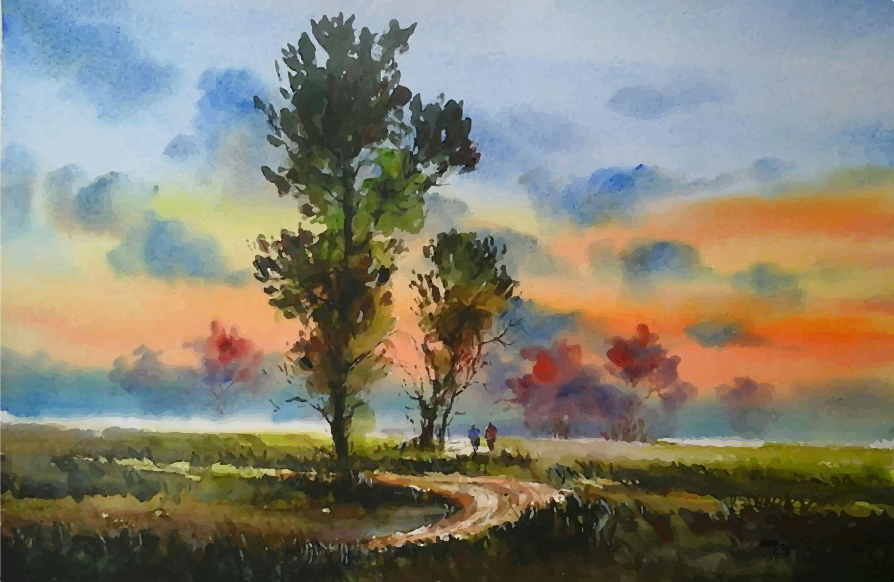 Indian Village Painting - Meri Deewar 3 : 2 Horizontal Premium Wall Art Canvas by MeriDeewar