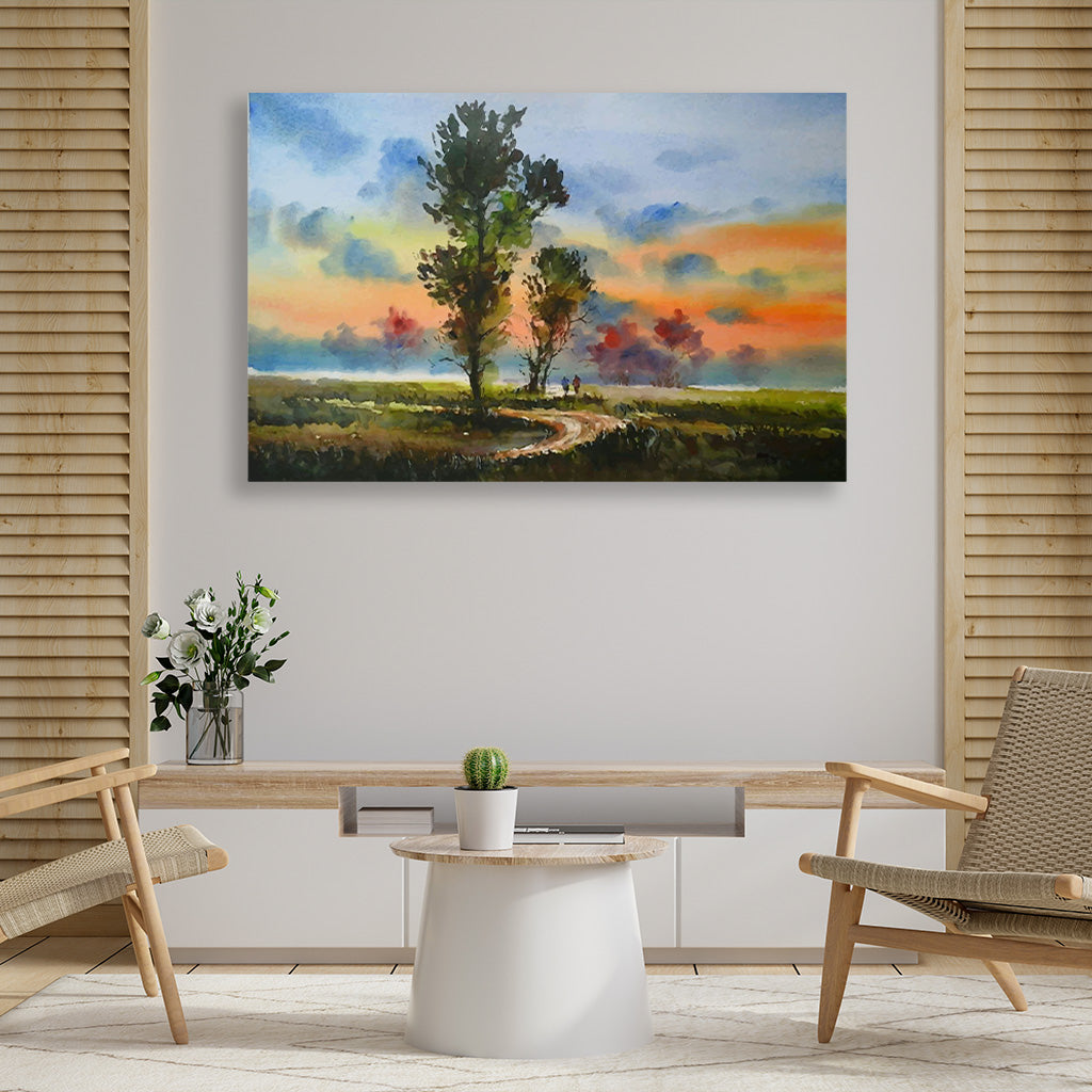 Indian Village Painting - Meri Deewar 3 : 2 Horizontal Premium Wall Art Canvas by MeriDeewar