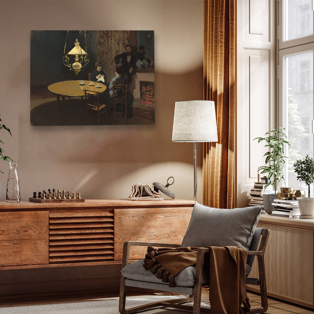 Interior After Dinner Painting 4 : 3 Horizontal Premium Wall Art Canvas by MeriDeewar