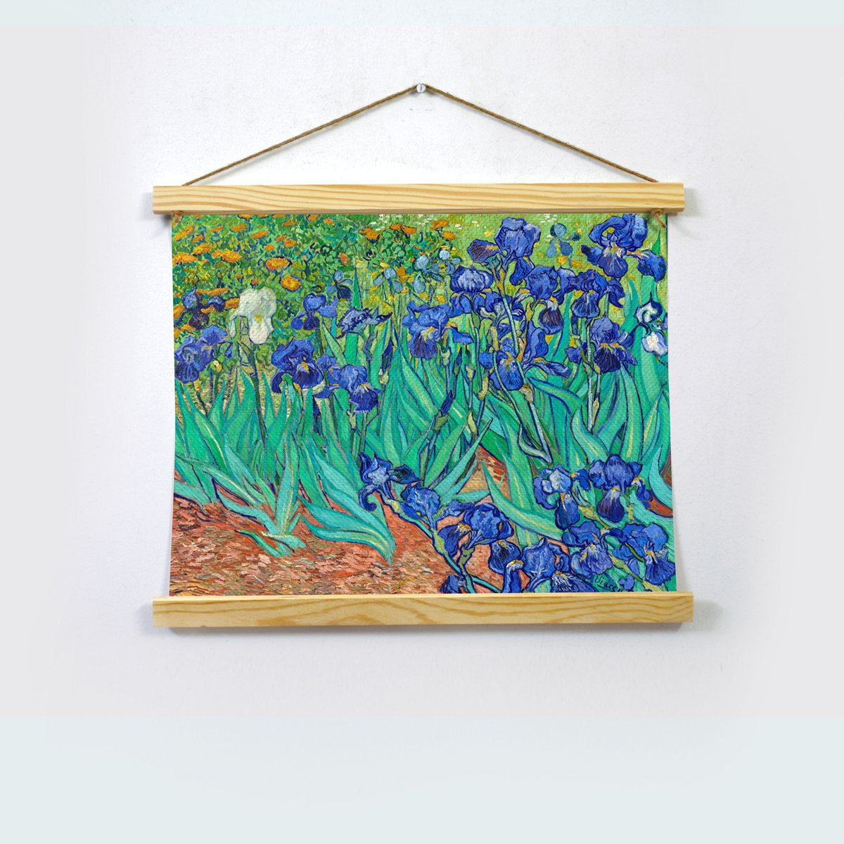 Irises Growing In A Garden By Van Gogh Hanging Canvas Painting - Meri Deewar Hanging Canvas Premium Wall Art Canvas by MeriDeewar