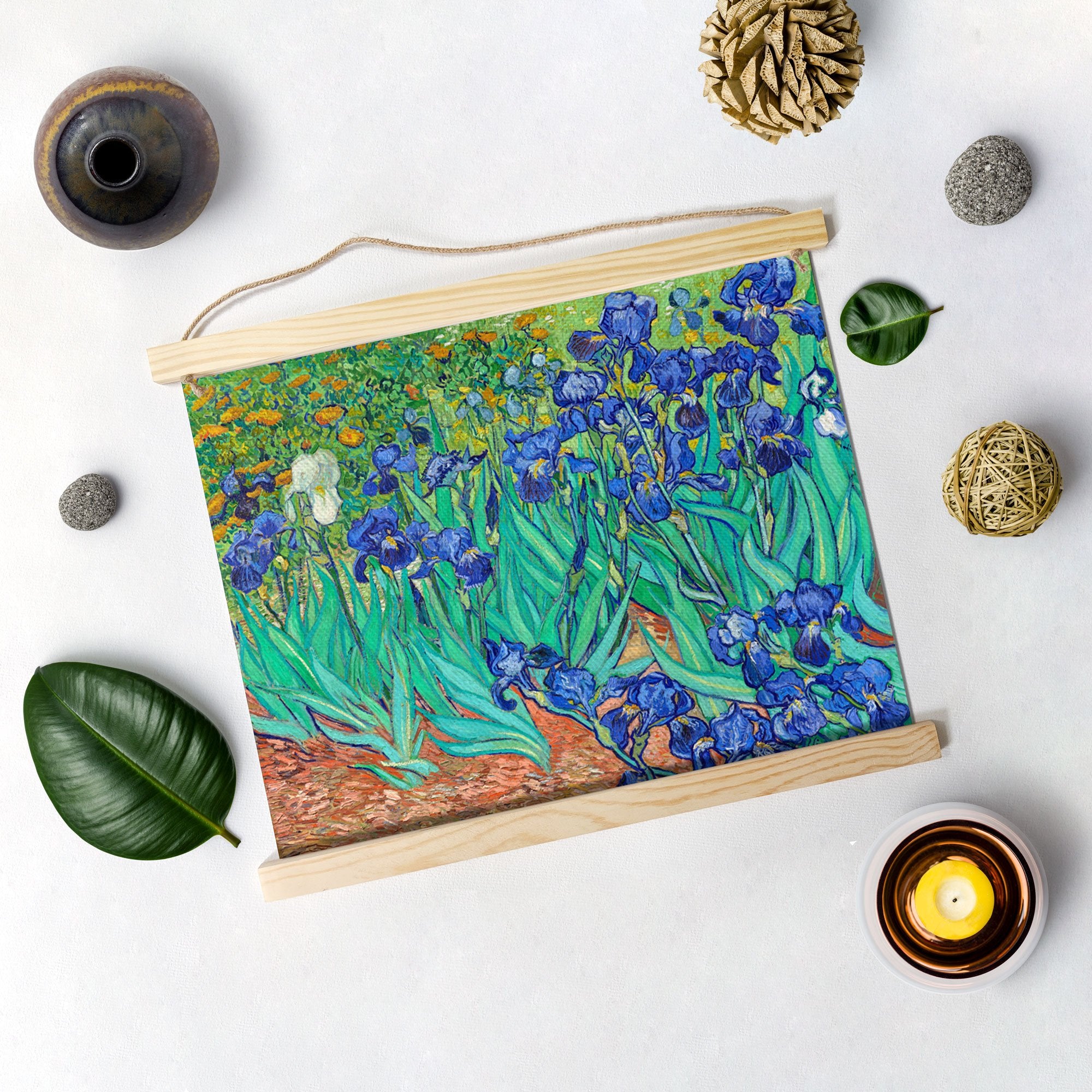 Irises Growing In A Garden By Van Gogh Hanging Canvas Painting - Meri Deewar Hanging Canvas Premium Wall Art Canvas by MeriDeewar