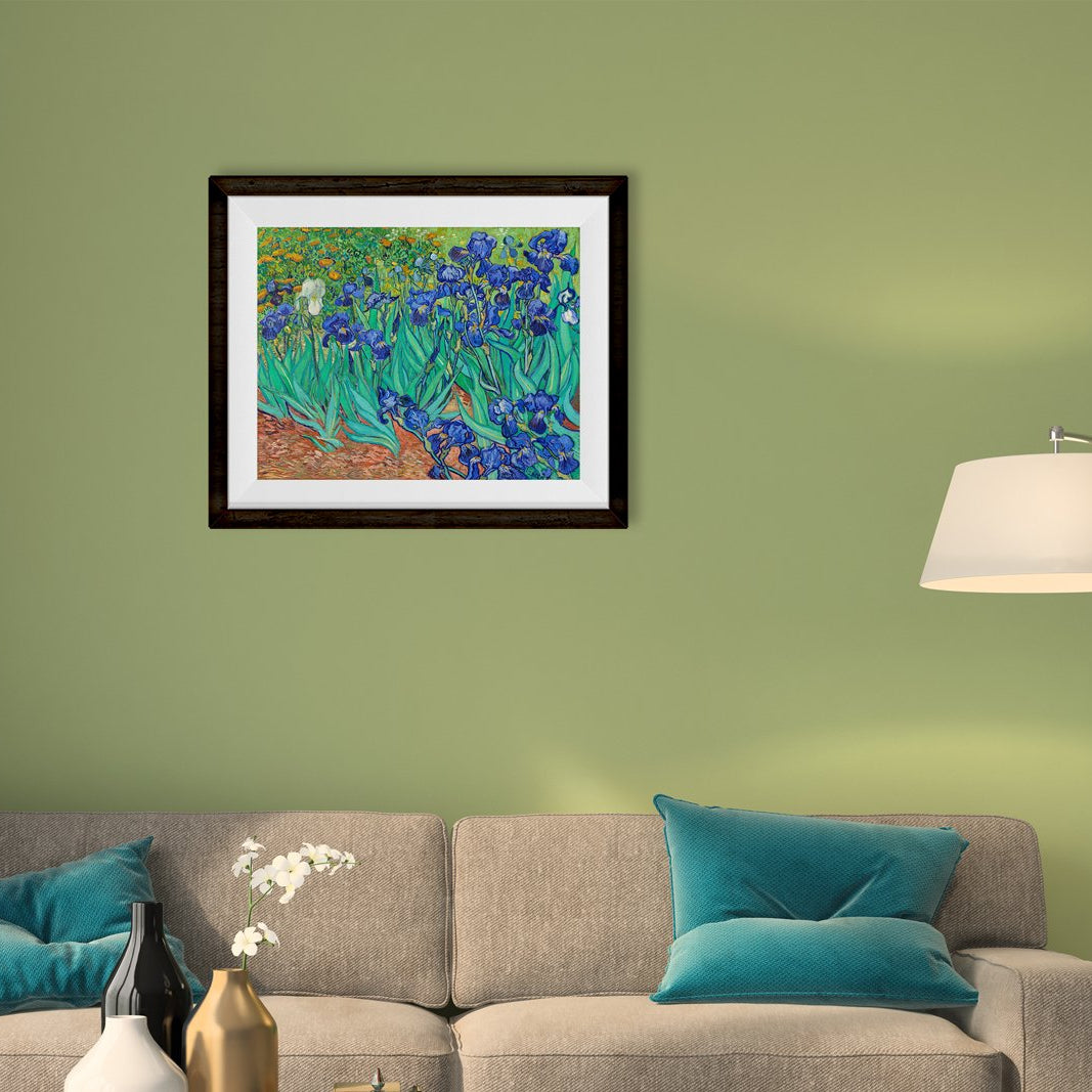 Irises growing in a garden By Van Gogh Painting - Meri Deewar 5 : 4 Horizontal Premium Wall Art Canvas by MeriDeewar