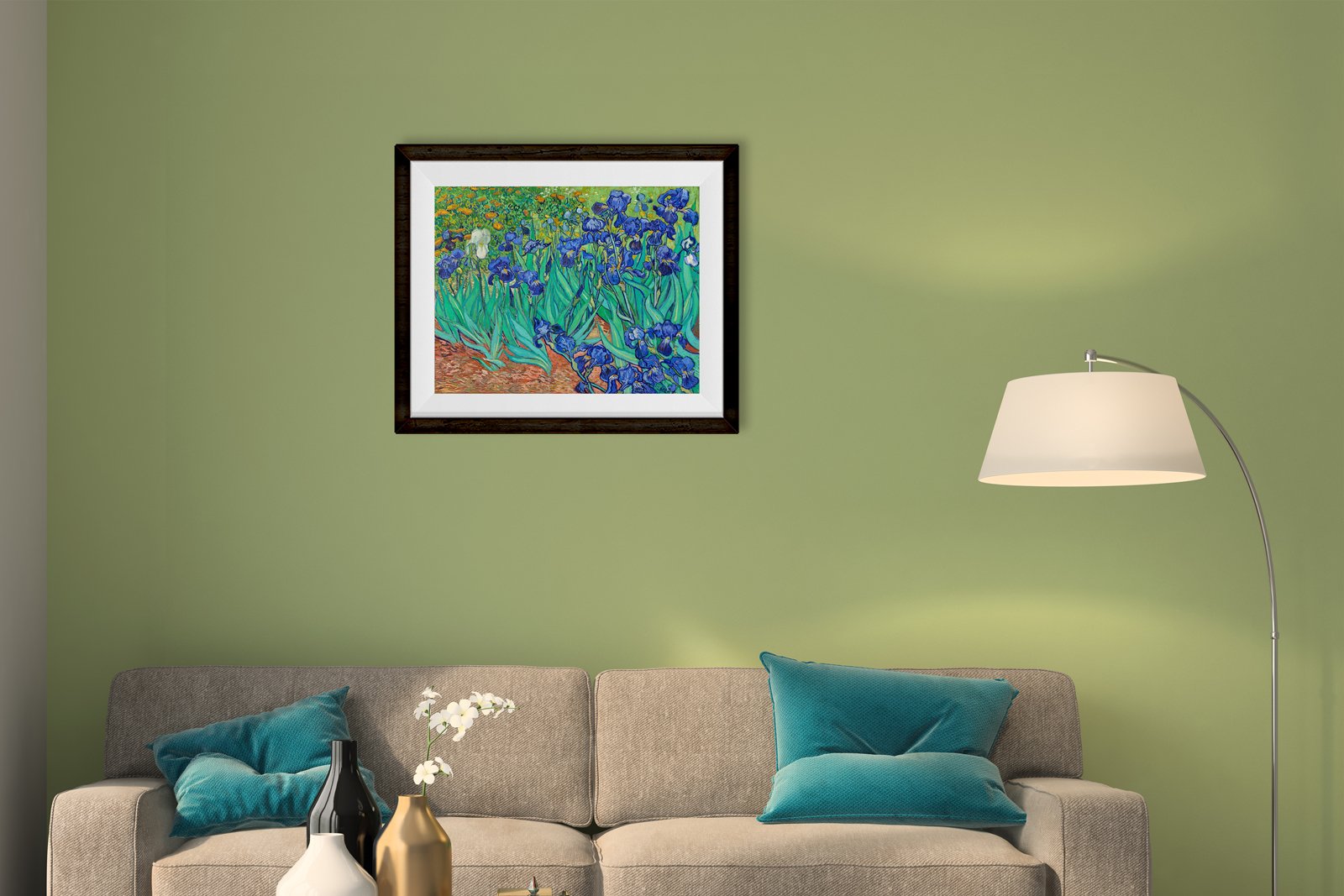 Irises growing in a garden By Van Gogh Painting - Meri Deewar 5 : 4 Horizontal Premium Wall Art Canvas by MeriDeewar