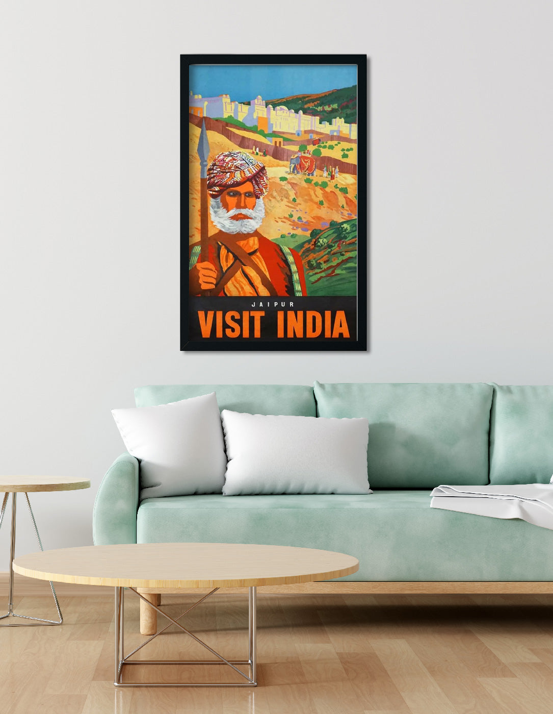 Jaipur Vintage poster 1 : 2 Vertical Premium Wall Art Canvas by MeriDeewar