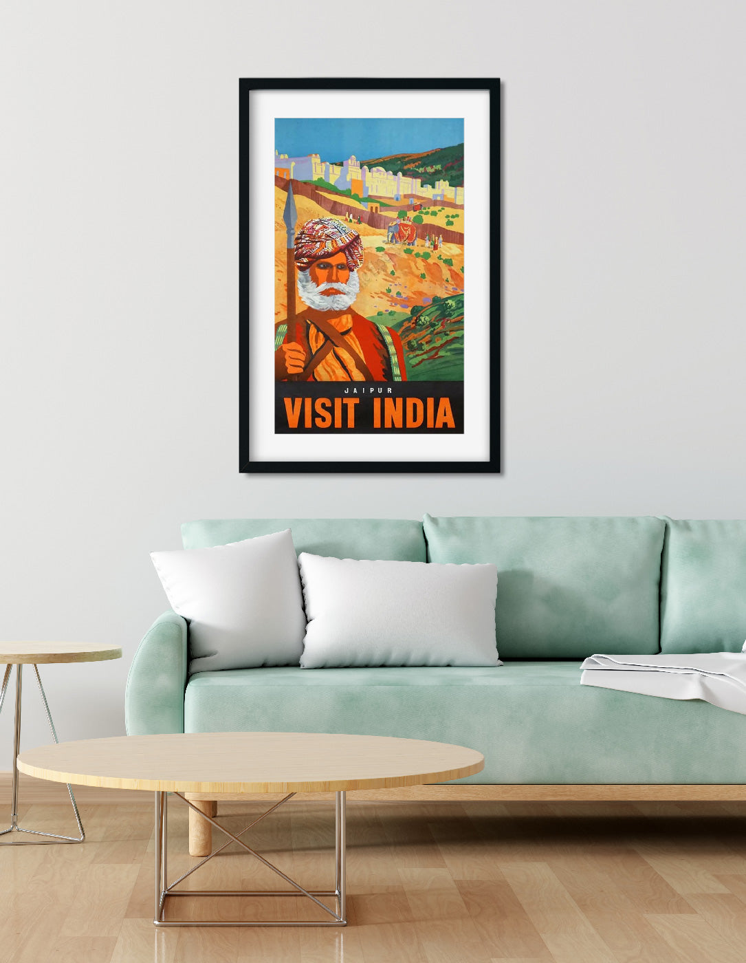 Jaipur Vintage poster 1 : 2 Vertical Premium Wall Art Canvas by MeriDeewar