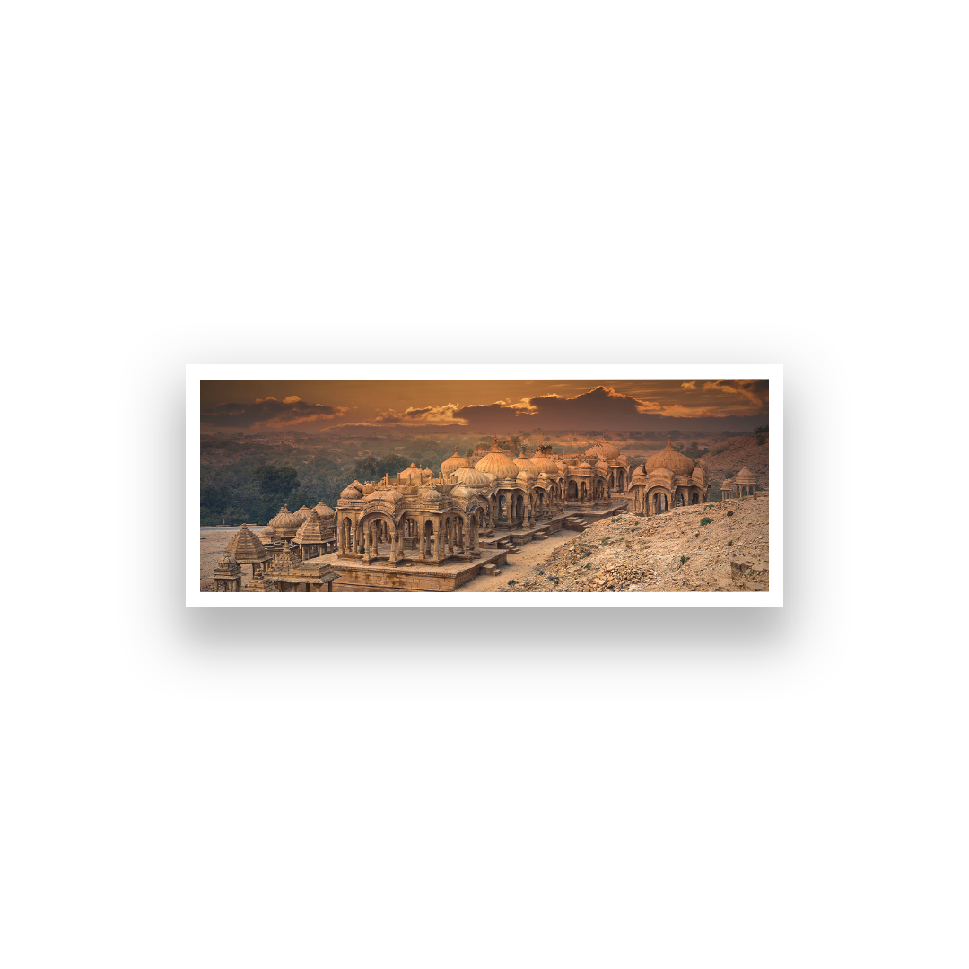 Jaisalmer Chhatris Wall Painting 2 : 1 Horizontal Premium Wall Art Canvas by MeriDeewar