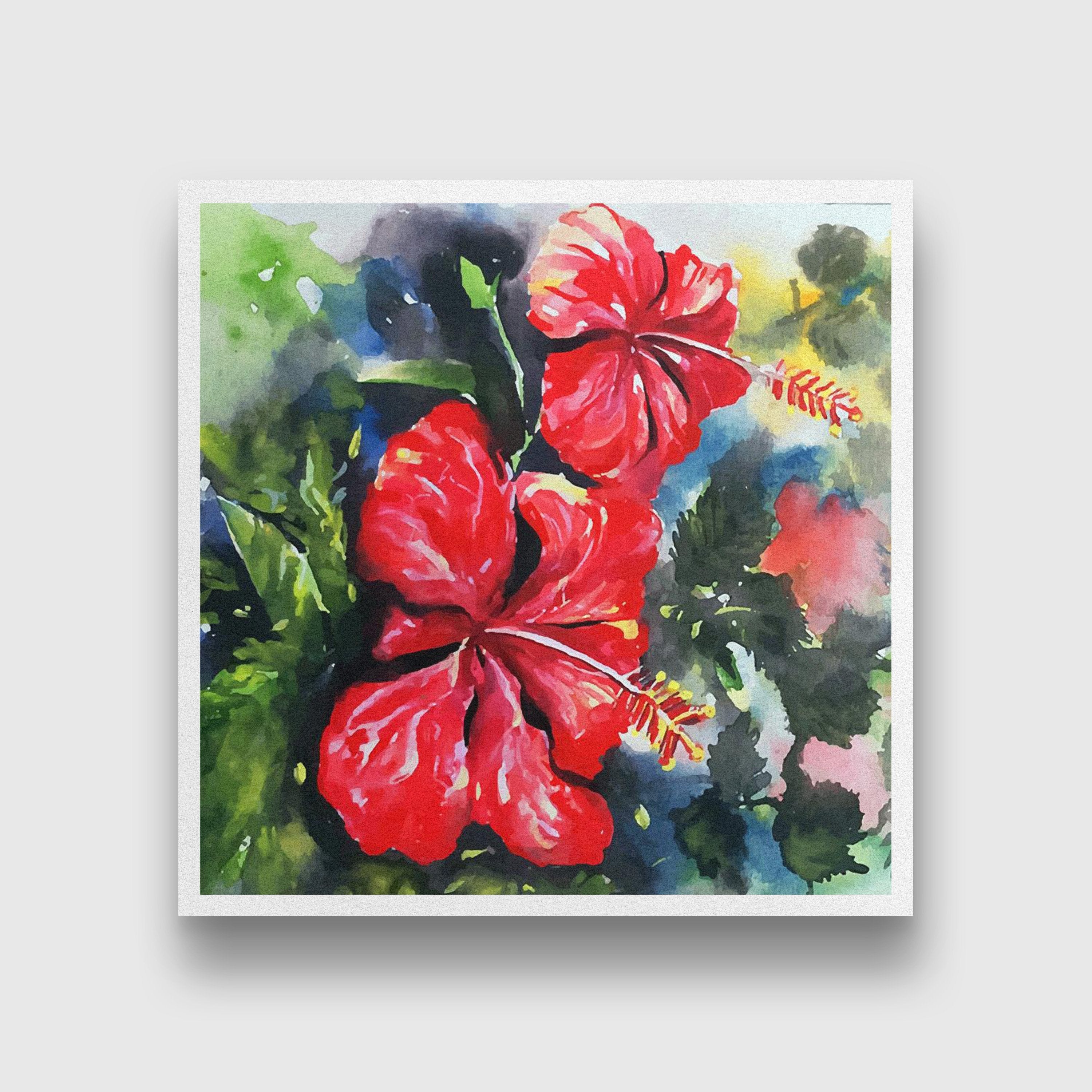 Jasvanda Flower Watercolour Painting - Meri Deewar 1 : 1 Square Premium Wall Art Canvas by MeriDeewar