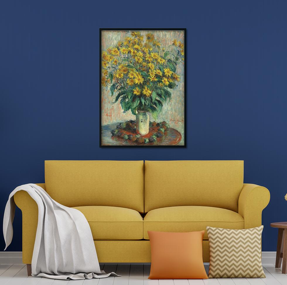 Jerusalem Artichoke Flowers Painting by Claude Monet 4 X 5.5 Vertical Premium Wall Art Canvas by MeriDeewar
