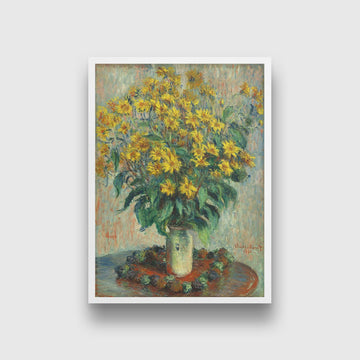 Jerusalem Artichoke Flowers Painting by Claude Monet 4 X 5.5 Vertical Premium Wall Art Canvas by MeriDeewar